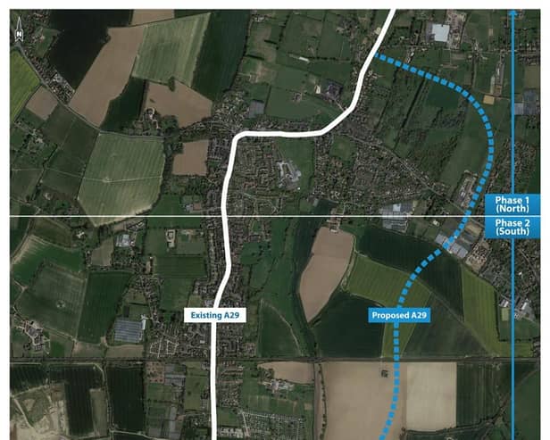 Both phases of the A29 realignment scheme. Image: West Sussex County Council