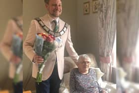 East Grinstead mayor Frazer Vissor visited Charter Court resident Molly Viles on her 100th birthday