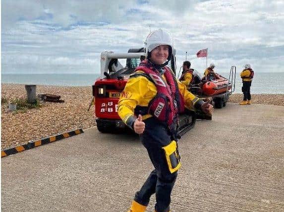 Ben Saunders is aiming to complete the Ironbourne middle distance triathlon in July to raise funds for Eastbourne Lifeboat station. Picture: Eastbourne RNLI