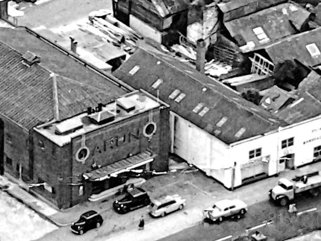 The Arun Cinema and remains of the Swallow Brewery on the right