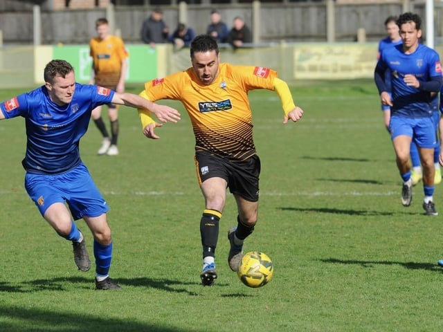 Action from Littlehampton Town's 1-1 draw with Lancing in theIsthmian south east division at The Sportsfield