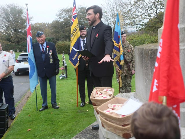 Planting of the crosses ceremony of remembrance at the Commonwealth war graves at Hastings cemetery. Photo by Roberts Photographic.