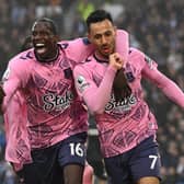 Braces from Abdoulaye Doucouré and Dwight McNeil – as well as a Jason Steele own goal from the latter’s cross – earned the Toffees a huge win in their battle to avoid relegation on Monday evening. (Photo by GLYN KIRK/AFP via Getty Images)