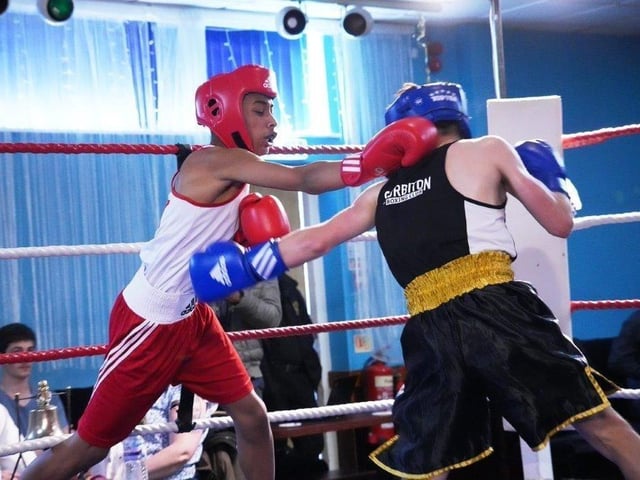 Action from Crawley's junior boxing squad at their annual blockbuster at the Goffs Park Social Club on Sunday. Picture by Max Spanner Photography
