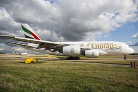 Flights at Gatwick Airport were grounded last [July 11] night after an Emirates A380 was forced to complete an emergency landing. Picture by Jack Taylor/Getty Images