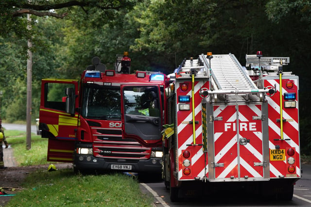 Firefighters and police offices responded to a fire in a house in Balcombe Road, Crawley
