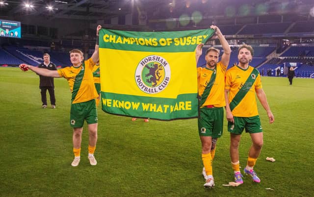 Horsham FC are champions of Sussex again after their last-gasp Sussex Transport Senior Cup final win over Littlehampton Town.