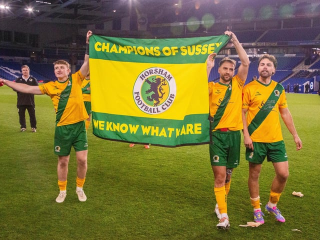 Horsham FC are champions of Sussex again after their last-gasp Sussex Transport Senior Cup final win over Littlehampton Town.