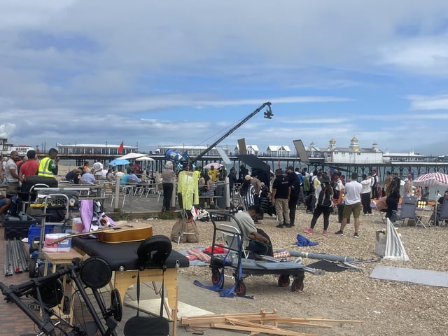 Filming on the seafront