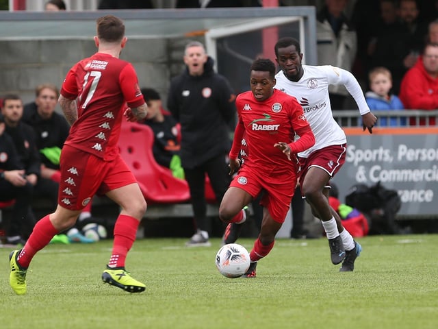 Action from Worthing FC's 3-1 home defeat to Chelmsford in the National League South at Woodside Road