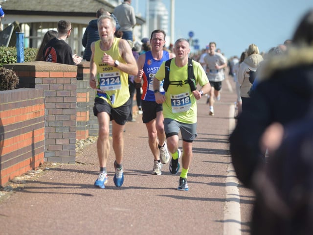 Images from the finish area at the 2026 Hastings Half Marathon