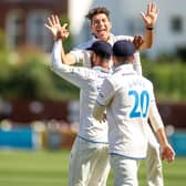 Sussex celebrate during the Leicestershire collapse | Picture: Eva Gilbert
