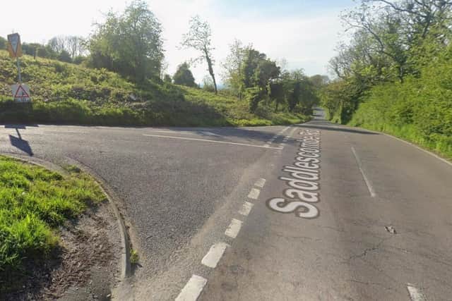 There is a report of a rolled over car on Saddlescombe Road near Devil's Dyke. Photo: Google Street View