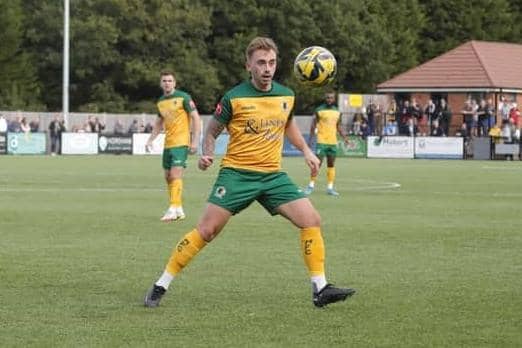 Charlie Bell in action on his first, and only, appearance for Horsham FC. Picture by John Lines
