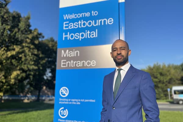 Josh Babarinde at District General Hospital in Eastbourne. Photo: contributed