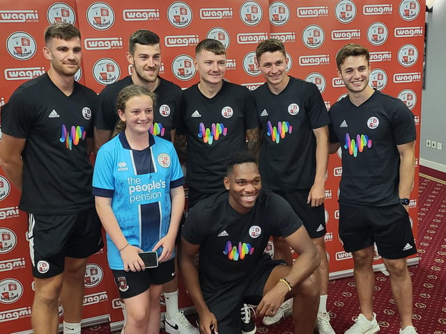 Harry Ransom, Ashley Nadesan, James Tilley, Owen Gallagher, Nick Tsaroulla and Ludwig Francillette with a fan