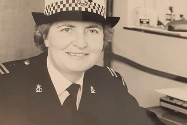 Beryl Saunders at her desk. Photo: Sussex Police