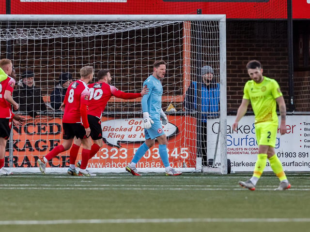 Action from Eastbourne Borough's win over Hungerford Town in the National League South