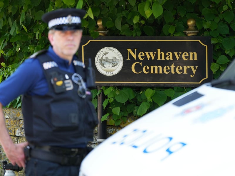 Sussex Police were spotted at Newhaven Cemetery on Saturday morning, June 10