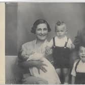 Steven’s mother Beatrix with his younger brother Carel; next Steven; and his father Leonard David Frank, with his elder brother Nicholas, 1937
