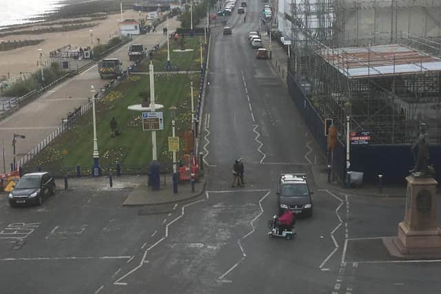 Eastbourne crossing remains out of action more than three years after hotel fire (photo from Robert Hamp)