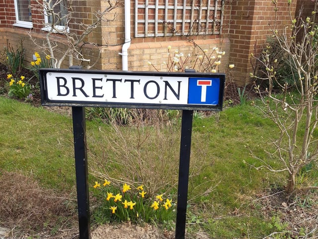 repaired sign at Bretton