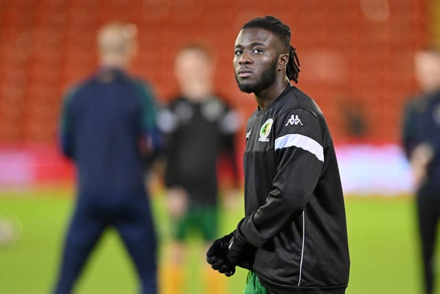 Daniel Ajakaiye of Horsham pre-match warm up ahead of the Emirates FA Cup First Round match between Barnsley and Horsham at Oakwell Stadium.