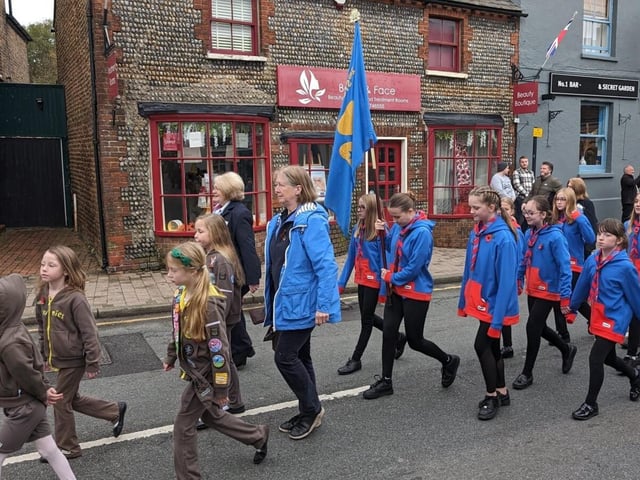 Brownies and Guides in the Remembrance parade in Storrington on Sunday, November 12