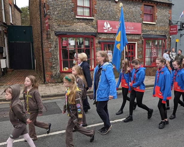 Brownies and Guides in the Remembrance parade in Storrington on Sunday, November 12