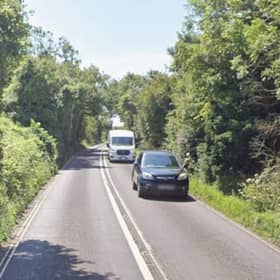 The B2123 from Falmer to Woodingdean is blocked. Photo: Google Street View