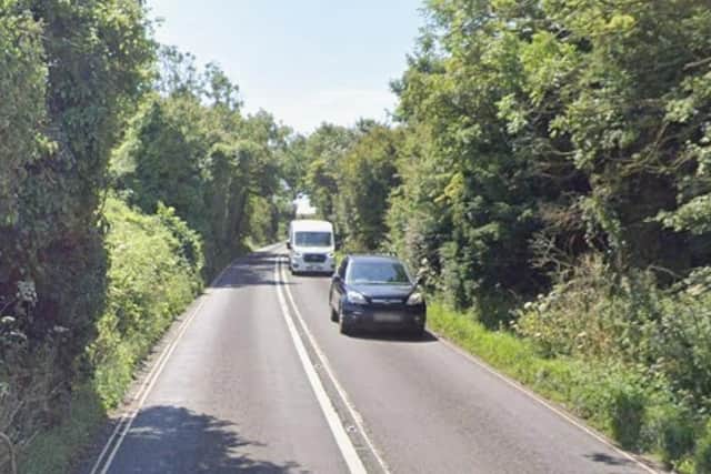 The B2123 from Falmer to Woodingdean is blocked. Photo: Google Street View