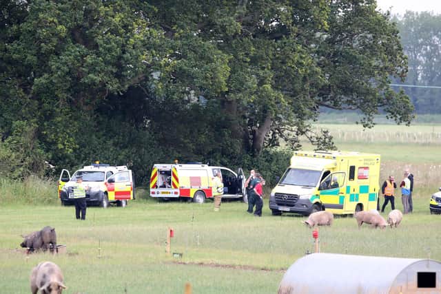 Emergency services at the scene of the crash near Goodwood. Picture by Eddie Mitchell