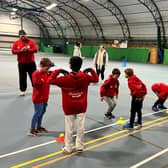 Youngsters enjoy fun drills to improve speed and dexterity at a Forward Drive session | Picture - contributed