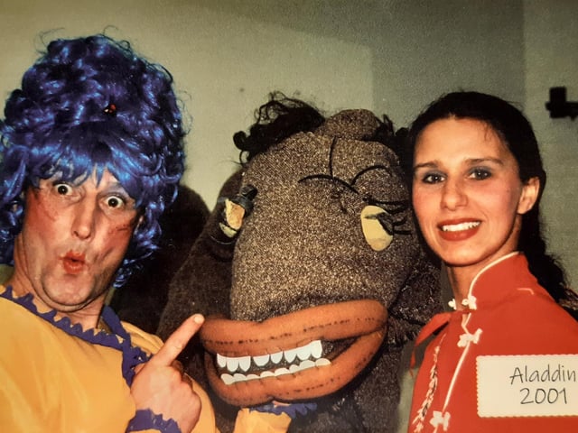 Aladdin in 2001, one of eight performances of the pantomime over the years