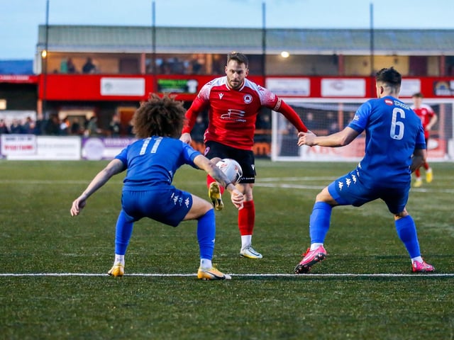 Action from Eastbourne Borough's 2-0 home loss to Worthing in National South