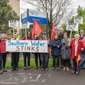 Anti-pollution campaigners staged a protest outside Southern Water’s HQ in Worthing. Photo: Bill Brooks