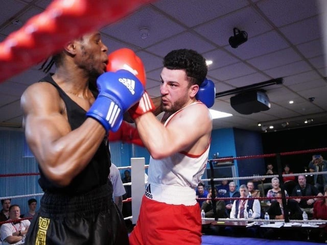 Action from Crawley's junior boxing squad at their annual blockbuster at the Goffs Park Social Club on Sunday. Picture by Max Spanner Photography