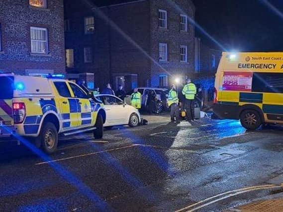 A road near Chichester Railway Station is closed following a collision this evening (November 8).