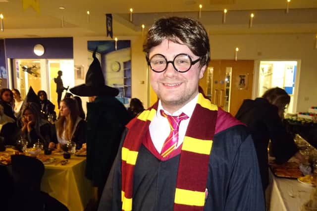 Floating candlesticks set the scene for the Harry Potter-themed formal dinner