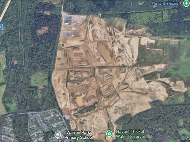 Portsmouth Water has appointed engineering consultancy Clancy to deliver the next stage of the Havant Thicket Reservoir Project, with a pumping station and 8.5km pipeline to be built. Photo: Google Earth.