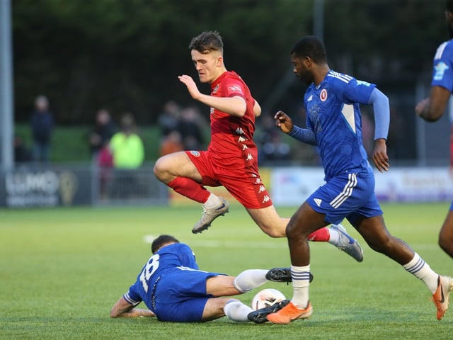Action from Worthing FC's 3-2 win at home to Welling in the National League South