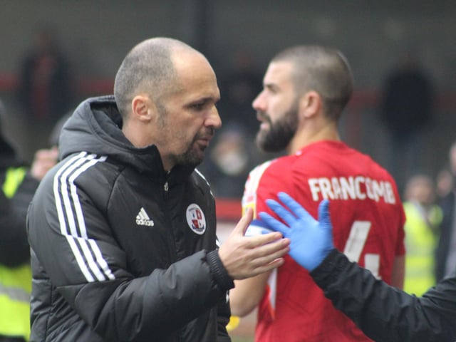 Action from Crawley Town's win over Swindon Town in Matthew Etherington's first game in charge. Picture by Cory Pickford