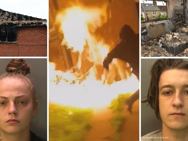 Following three deliberate fires at locations across Brighton, a man and a woman have been sentenced. Two further individuals are also due to be sentenced next month for their involvement in one of the offences. At approximately 9.10pm on September 24, 2023, a Range Rover was set alight outside a property in Downsway, Woodingdean. Emergency services attended the scene, where the front end of the vehicle was found engulfed in flames. The following evening, at around 10pm on September 25, a second fire was reported in Down Terrace, Brighton. A large blaze had been started outside the property, quickly spreading into the building. A woman, along with her dog, became trapped inside the property, but managed to escape through an upstairs window and onto the roof before the fire completely engulfed her home. While emergency services were responding to the fire in Down Terrace, at around 10.25pm, East Sussex Fire and Rescue were called to an address in Norwich Crescent, Brighton, where a fire had been discovered outside another property. The blaze caused damage to a window frame, but it was quickly extinguished before further harm could occur. Accelerants were found to have been used in all three incidents, prompting a full investigation to identify those responsible. Through a series of detailed enquiries, four suspects were identified: Callum Radband, 26, of Curf Way, Burgess Hill; Elle-Mai Dunford, 21, of Grove Road, Eastbourne; Marcus Murphy, 28, of Cantelupe Road, Bexhill-on-Sea; Bronnie Richards, 26, of Cantelupe Road, Bexhill-on-Sea. Murphy and Richards were arrested on October 2, 2023, and released on conditional bail to allow for further enquiries to take place. On October 5, 2023, Radband was arrested. Due to a breach of licence conditions for an unrelated matter, he was recalled to prison. Dunford was arrested on October 13, 2023, and charged the following day with two counts of arson with intent to endanger life, along with one count of arson. She was initially remanded in custody, but later released