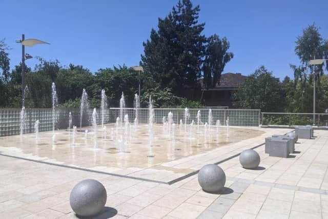 The Forum fountains in operation