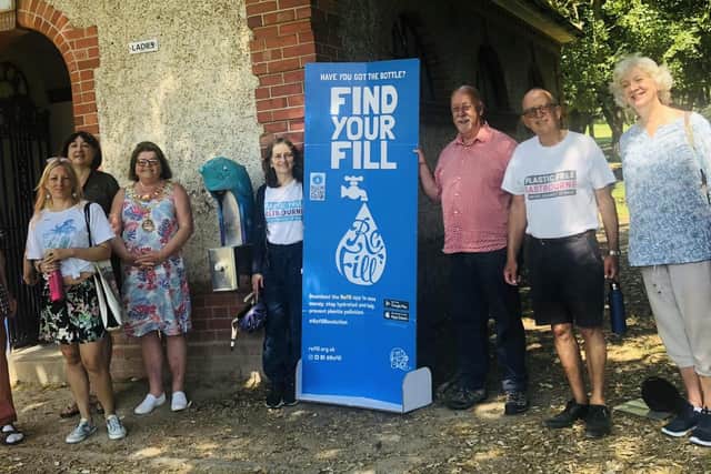 The Mayor of Eastbourne was on hand to unveil seven new water refill stations across the town.