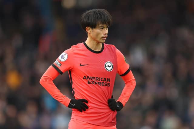 Kaoru Mitoma has been of Albion’s breakout stars of the 2022/23 campaign. The Japan international has scored eight goals, and provided five assists, for the Europe-chasing Seagulls this season. Picture by George Wood/Getty Images