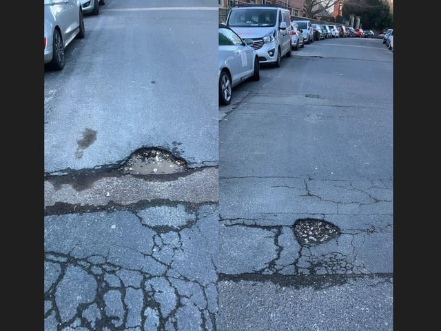 Jeremy Sandle said: "The holes are atrocious. Many potholes are several inches deep causing tyres/wheels to get damaged if you don’t see them in time to avoid them." (photo from Jeremy Sandle)