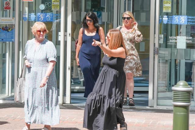 L-R Kelly's mother Pamela Fitzgibbons and Emma Ambler, Kelly's twin sister leaving the inquest yesterday (Tuesday, July 12).