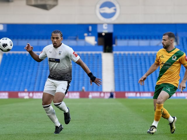 Littlehampton Town and their fans at the Sussex Transport Senior Cup final at the Amex Stadium