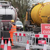 Road closures are in place in Southwick, with Southern Water's bringing in tankers and putting down cones and fencing